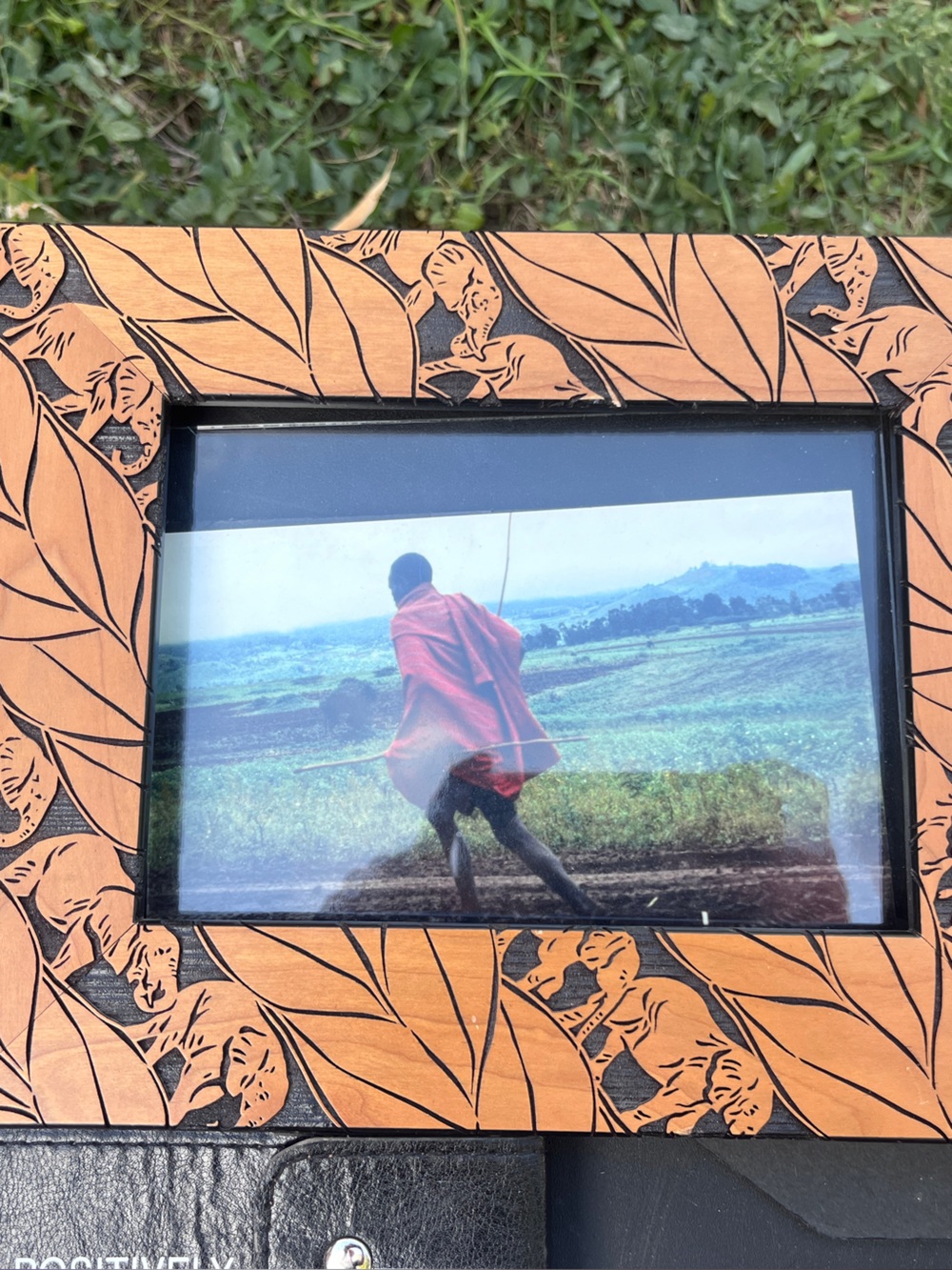 Decorative Wooden Photo Frame - Tan & Black
